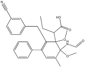 (2R,3R)-甲基 2-(3-氰基苯甲基)-3-(3,4-二甲氧基-[1,1-二联苯]-4-基碳杂草酰氨基)丁酯 结构式