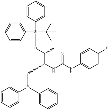 N-[(1S,2R)-2-[[(1,1-二甲基乙基)二苯基甲硅烷基]氧基]-1-[(二苯基膦基)甲基]丙基]-N'-(4-氟苯基)硫脲 结构式