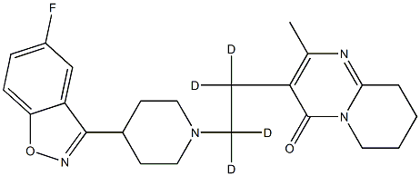 2-methyl-3-[1,1,2,2-tetradeuterio-2-[4-(5-fluoro-1,2-benzoxazol-3-yl)piperidin-1-yl]ethyl]-6,7,8,9-tetrahydropyrido[1,2-a]pyrimidin-4-one 结构式