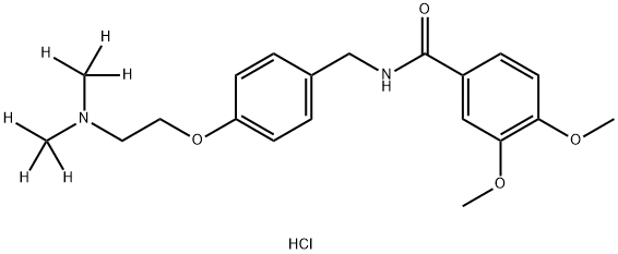 N-[[4-[2-[bis(trideuteriomethyl)amino]ethoxy]phenyl]methyl]-3,4-dimethoxybenzamide:hydrochloride 结构式