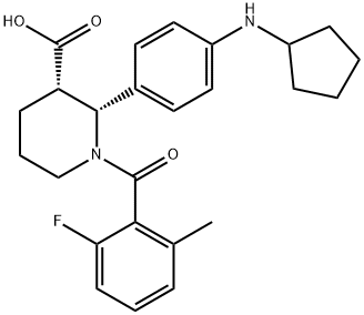(2R,3S)-2-(4-(环戊基氨基)苯基)-1-(2-氟-6-甲基苯甲酰基)哌啶-3-甲酸 结构式