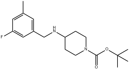 4-((3-氟-5-甲基苄基)氨基)哌啶-1-甲酸叔丁酯 结构式