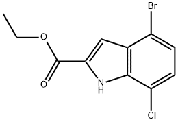 4-溴-7-氯-1H-吲哚-2-羧酸乙酯 结构式