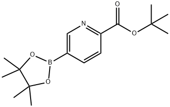 5-(4,4,5,5-四甲基-1,3,2-二氧杂环戊硼烷-2-基)吡啶-2-甲酸叔丁酯 结构式