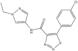 5-(4-chlorophenyl)-N-(1-ethylpyrazol-4-yl)thiadiazole-4-carboxamide 结构式