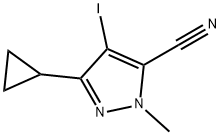 3-环丙基-4-碘-1-甲基-1H-吡唑-5-甲腈 结构式