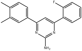 4-(3,4-dimethylphenyl)-6-(2-fluorophenyl)pyrimidin-2-amine 结构式