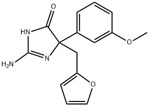 2-amino-5-[(furan-2-yl)methyl]-5-(3-methoxyphenyl)-4,5-dihydro-1H-imidazol-4-one 结构式