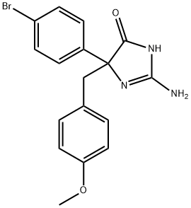 2-amino-5-(4-bromophenyl)-5-[(4-methoxyphenyl)methyl]-4,5-dihydro-1H-imidazol-4-one 结构式