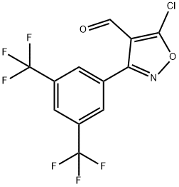 3-[3,5-bis(trifluoromethyl)phenyl]-5-chloro-1,2-oxazole-4-carbaldehyde 结构式