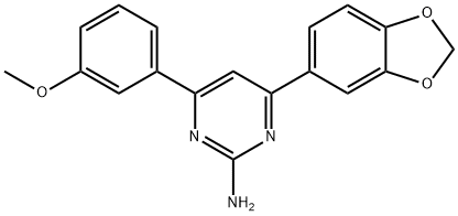 4-(2H-1,3-benzodioxol-5-yl)-6-(3-methoxyphenyl)pyrimidin-2-amine 结构式