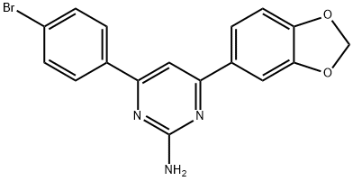 4-(2H-1,3-benzodioxol-5-yl)-6-(4-bromophenyl)pyrimidin-2-amine 结构式