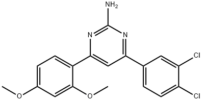 4-(3,4-dichlorophenyl)-6-(2,4-dimethoxyphenyl)pyrimidin-2-amine 结构式