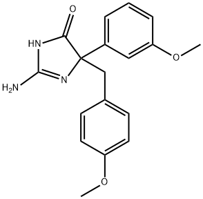 2-amino-5-(3-methoxyphenyl)-5-[(4-methoxyphenyl)methyl]-4,5-dihydro-1H-imidazol-4-one 结构式