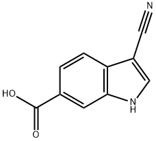 3-氰基-1H-吲哚-6-羧酸 结构式