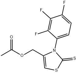 (2-硫代-3-(2,3,4-三氟苯基)-2,3-二氢噻唑-4-基)甲基醋酸盐 结构式