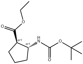 REL-(1R,2R)-2-[[(1,1-二甲基乙氧基)羰基]氨基]环戊烷甲酸乙酯 结构式