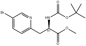 (R)-3-(5-溴吡啶-2-基)-2-((叔丁氧羰基)氨基)丙酸甲酯 结构式