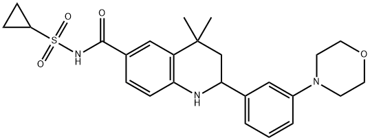 N-(cyclopropanesulfonyl)-4,4-dimethyl-2-[3-(morpholin-4-yl)phenyl]-1,2,3,4-tetrahydroquinoline-6-carboxamide 结构式