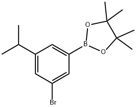 2-(3-溴-5-异丙基苯基)-4,4,5,5-四甲基-1,3,2-二氧硼杂环戊烷 结构式