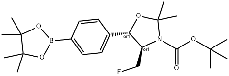 (4-((4S,5R)-3-(TERT-BUTOXYCARBONYL)-4-(FLUOROMETHYL)-2,2-DIMETHYLOXAZOLIDIN-5-YL)PHENYL)BORONIC ACID PINACOL ESTER 结构式