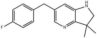 6-(4-氟苯甲基)-3,3-二甲基-2,3-二氢-1H-吡咯并[3,2-B]吡啶 结构式