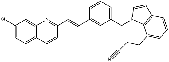 (E)-3-(1-(3-(2-(7-氯喹啉-2-基)乙烯基)苯甲基)-1H-吲哚-7-基)丙腈 结构式