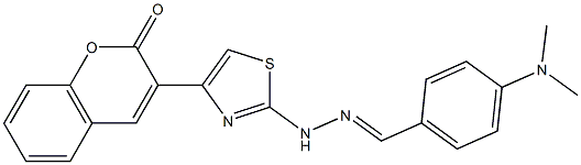 (E)-3-(2-(2-(4-(dimethylamino)benzylidene)hydrazinyl)thiazol-4-yl)-2H-chromen-2-one 结构式