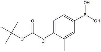 (4-((叔丁基氧基羰基)氨基)-3-甲基苯基)硼酸 结构式