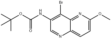 (4-溴-6-甲氧基-1,5-萘吡啶-3-基) 氨基甲酸叔丁酯 结构式