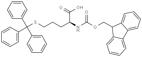 S-FMOC-2-氨基-5-三苯甲硫基-戊酸 结构式