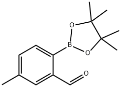 5-甲基-2-(4,4,5,5-四甲基-1,3,2-二氧硼杂环戊烷-2-基)苯甲醛 结构式