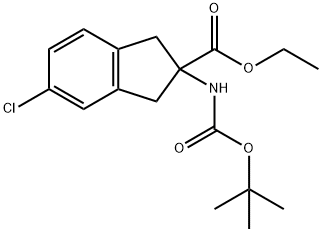 2-((叔丁氧基羰基)氨基)-5-氯-2,3-二氢-1H-茚-2-羧酸乙酯 结构式