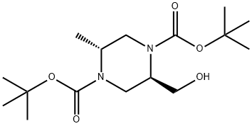 二叔丁基(2R,5R)-2-(羟甲基)-5-甲基哌嗪-1,4-二羧酸 结构式