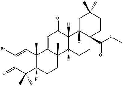(4aS,6aR,6bS,8aR,12aR,14bS)-methyl 11-bromo-2,2,6a,6b,9,9,12a-heptamethyl-10,14-dioxo-1,2,3,4,4a,5,6,6a,6b,7,8,8a,9,10,12a,14,14a,14b-octadecahydropicene-4a-carboxylate 结构式