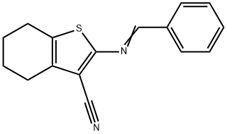 (E)-2-(benzylideneamino)-4,5,6,7-tetrahydrobenzo[b]thiophene-3-carbonitrile 结构式