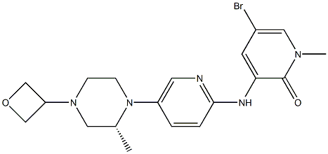 2(1H)-Pyridinone,5-bromo-1-methyl-3-[[5-[(2R)-2-methyl-4-(3-oxetanyl)-1-piperazinyl]-2-pyridinyl]amino]- 结构式