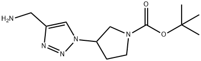 3-[4-(氨基甲基)-1H-1,2,3-三唑-1-基]吡咯烷-1-羧酸叔丁酯 结构式