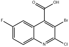 3-溴-2-氯-6-氟喹啉-4-羧酸 结构式