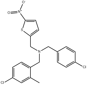 N-[(4-chloro-2-methylphenyl)methyl]-1-(4-chlorophenyl)-N-[(5-nitrothiophen-2-yl)methyl]methanamine 结构式