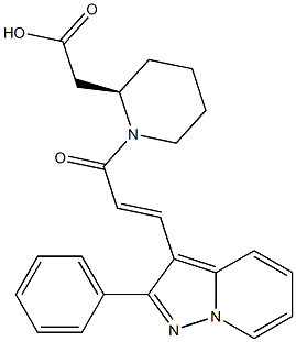 2-Piperidineaceticacid, 1-[(2E)-1-oxo-3-(2-phenylpyrazolo[1,5-a]pyridin-3-yl)-2-propen-1-yl]-,(2R)- 结构式