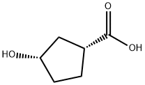 (1R,3S)-3-羟基环戊烷-1-甲酸 结构式