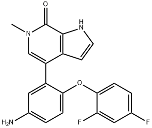 4-(5-氨基-2-(2,4-二氟苯氧基)苯基)-6-甲基-1H-吡咯并[2,3-C]吡啶-7(6H)-酮 结构式