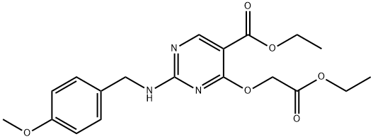 ethyl 4-(2-ethoxy-2-oxoethoxy)-2-((4-methoxybenzyl)amino)pyrimidine-5-carboxylate 结构式