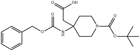 2-[1-BOC-4-(CBZ-氨基)-4-哌啶基]乙酸 结构式