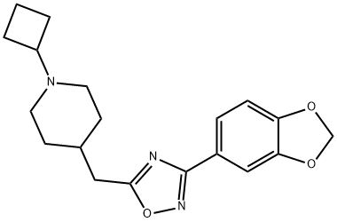 3-(苯并[D][1,3]二氧戊环-5-基)-5-((1-环丁基哌啶-4-基)甲基)-1,2,4-恶二唑 结构式