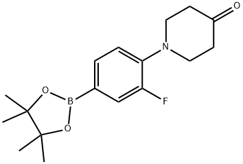 1-(2-氟-4-(4,4,5,5-四甲基-1,3,2-二氧硼杂环戊烷-2-基)苯基)哌啶-4-酮 结构式