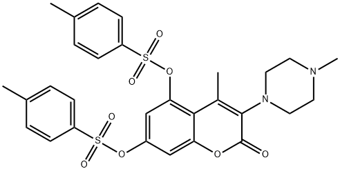 4-methyl-3-(4-methylpiperazin-1-yl)-2-
oxo-2H-chromene-5,7-diyl bis(4-methylbenzenesulfonate) 结构式