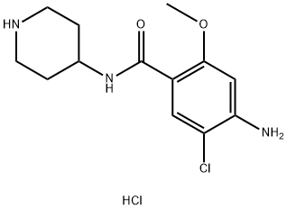 4-氨基-5-氯-2-甲氧基-N-(哌啶-4-基)苯甲酰胺盐酸 结构式