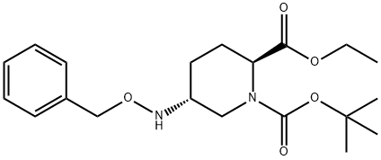(2S,5R)-5-(BENZYLOXYAMINO)PIPERIDIN-1,2-DICARBOXYLIC ACID 1-TERT-BUTYL ESTER 2-ETHYL ESTER 结构式